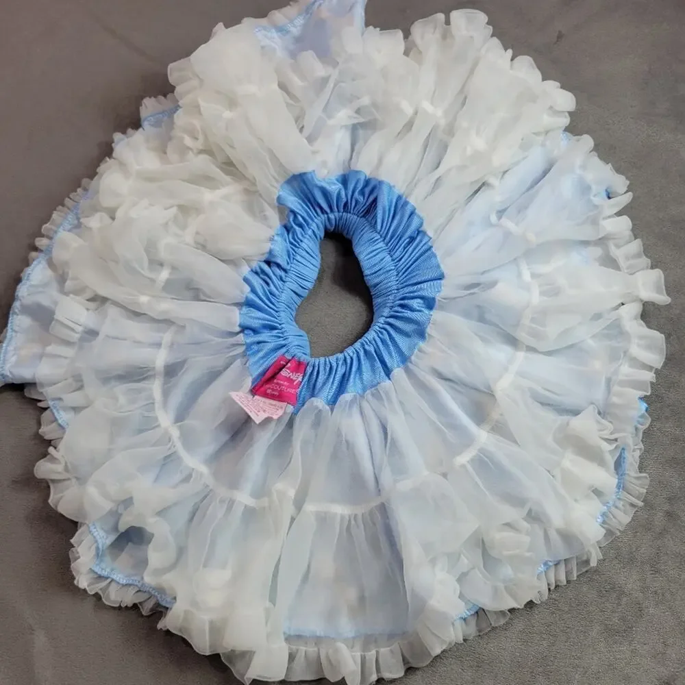 Disney Couture Cinderella Tutu Skirt Girls Size 6 Blue Full Circle Heel All Over